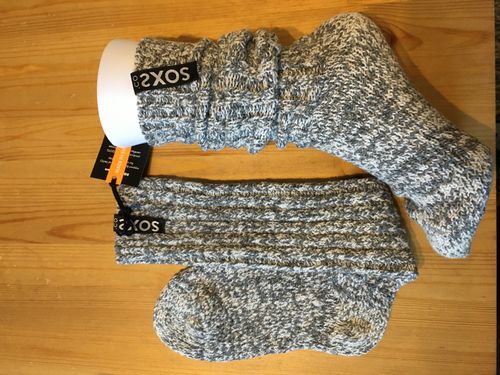 SOXS 3142 lange Schafswollsocken für Damen Grösse 37-41,Farbe grau,Label Jet Black
