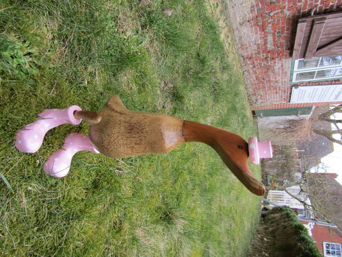 Ente mit bunten Stiefeln und Hut rosa ca 40 cm